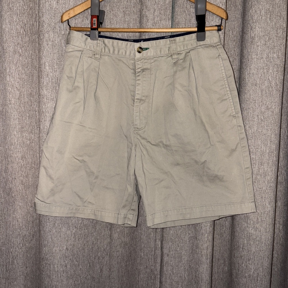Tommy Hilfiger Relaxed Fit Pleated Chino Shorts Beige Sz‎ 32x7 1999